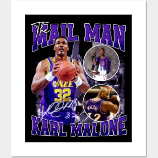 Karl Malone The Mail Man Basketball Legend Signature Vintage Retro 80s 90s Bootleg Rap Style Posters and Art
